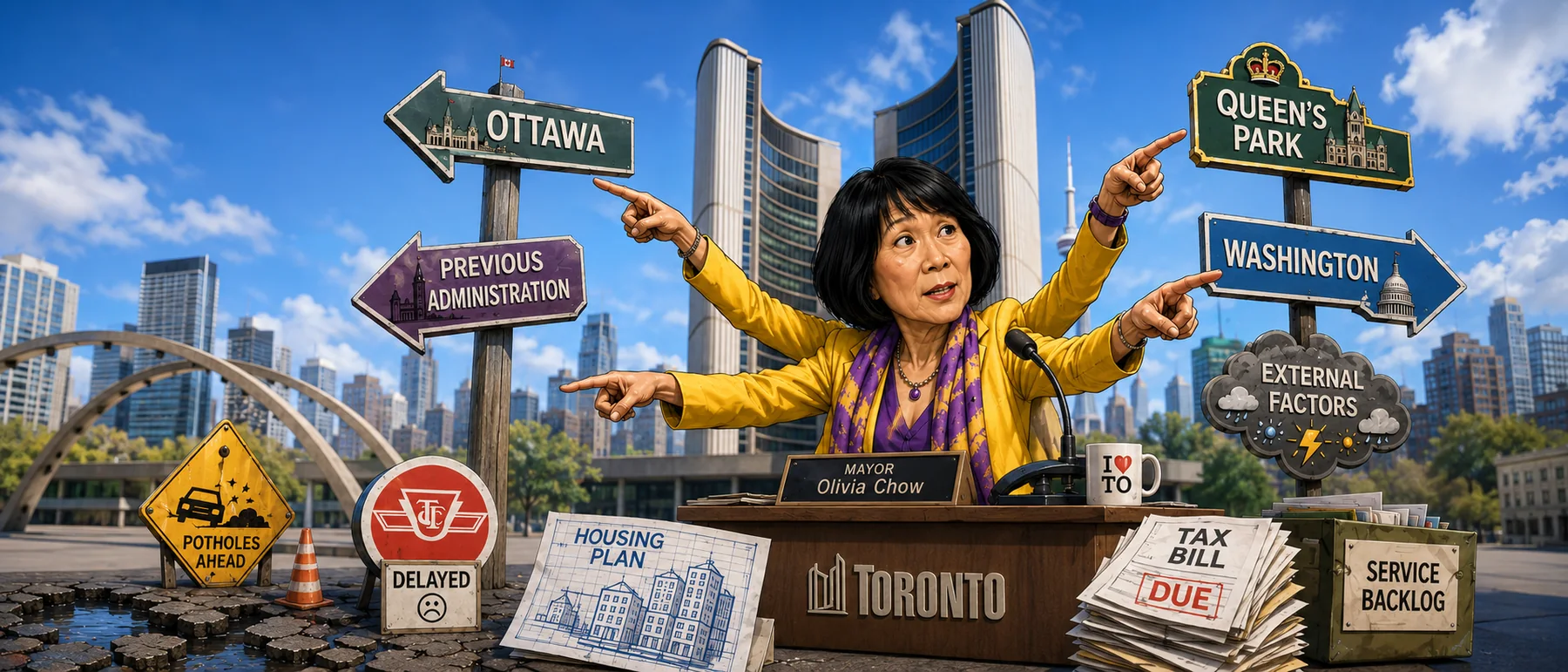 Satirical editorial illustration related to Governance.