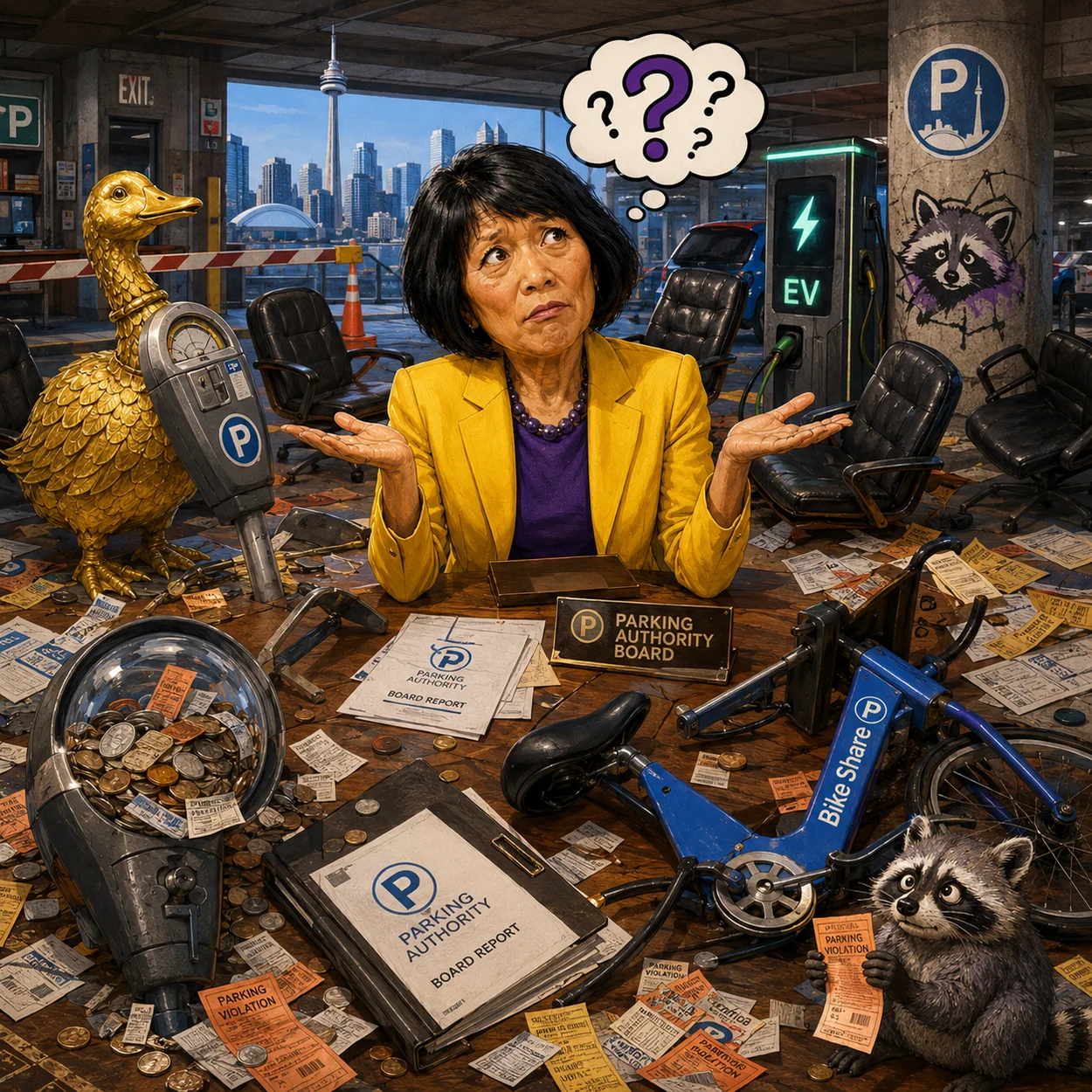 Satirical editorial illustration related to Governance.